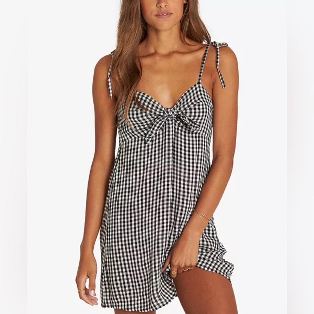 Billabong Black and White Gingham Mini Dress
